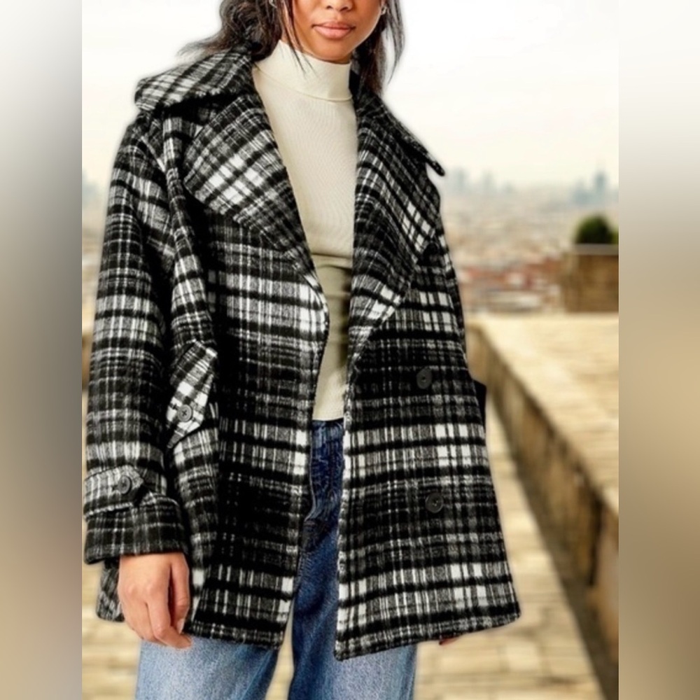 Free People Highlands Wool Blend PeaCoat, MED NWOT